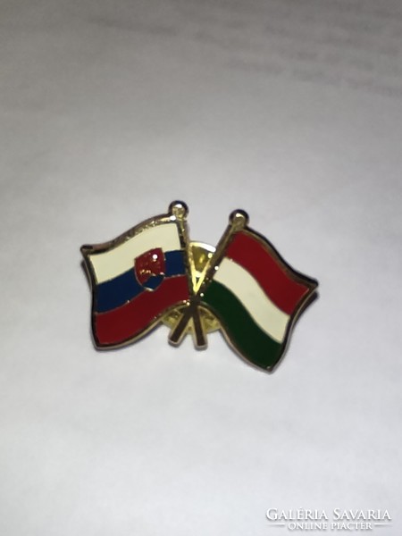 Badge double flag badge Hungarian Slovak