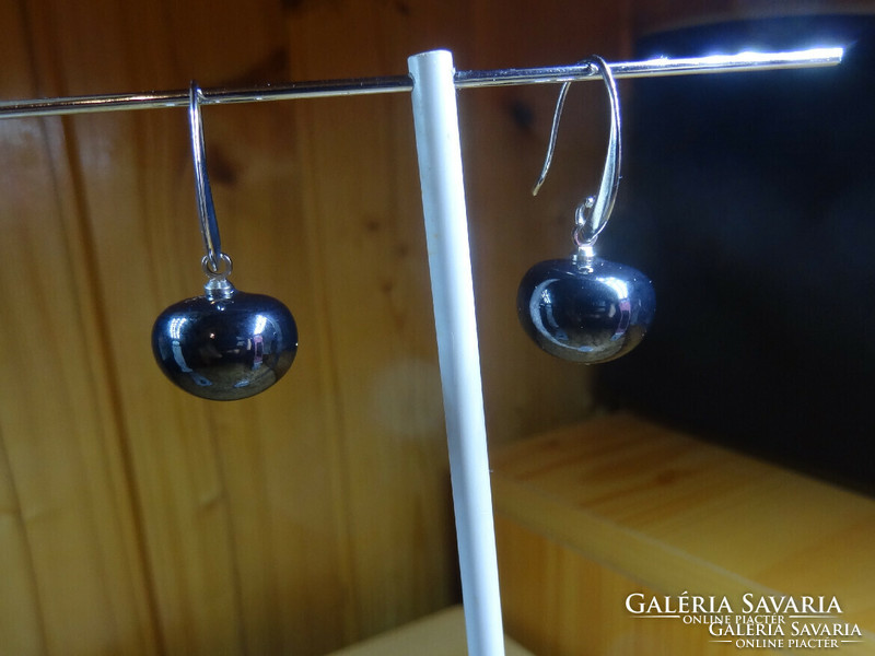 Hematite mineral earrings with hook.