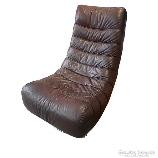 Brown leather design armchair - b384