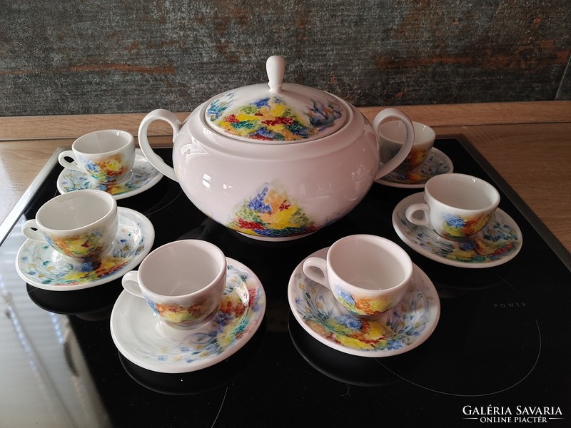 Judit Benkő hand-painted tea and coffee set