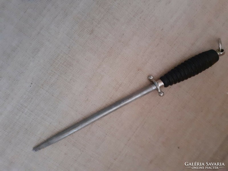 Old marked driezack with master mark Germany wrought iron hilt with steel mives handle with ring at the end