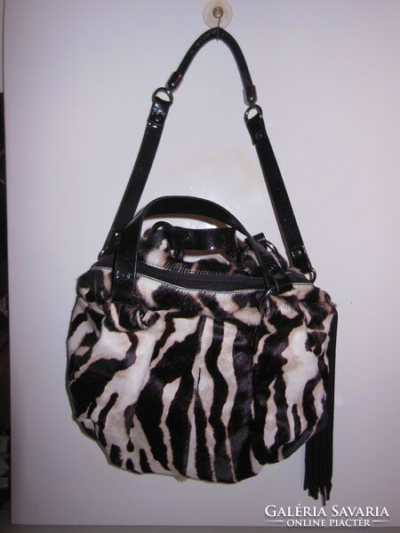 Bag - new - tosca blu - genuine zebra - luxury - 33 x 33 cm - strap 28 cm - handle 16 cm - beautiful