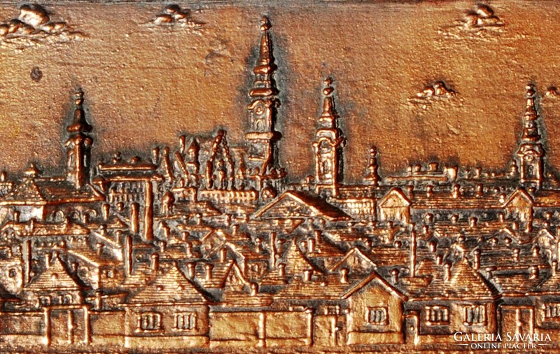 M. S.: Kecskemét 1368-1978 - bronzírozott alumínium falikép
