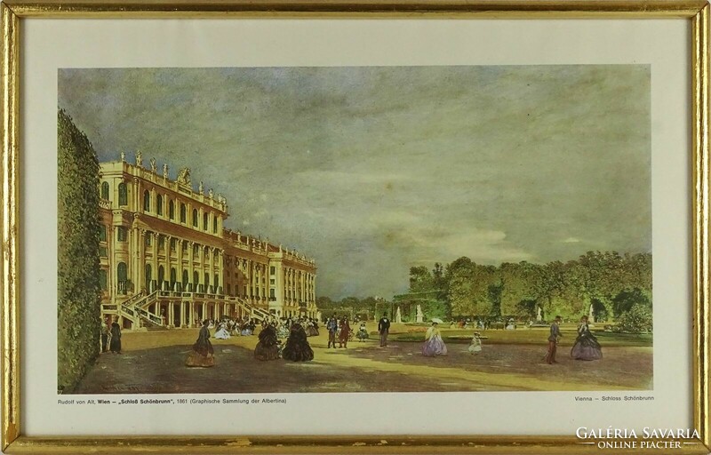 1O285 Színes keretezett nyomat Wien Schönbrunn 24 x 38 cm