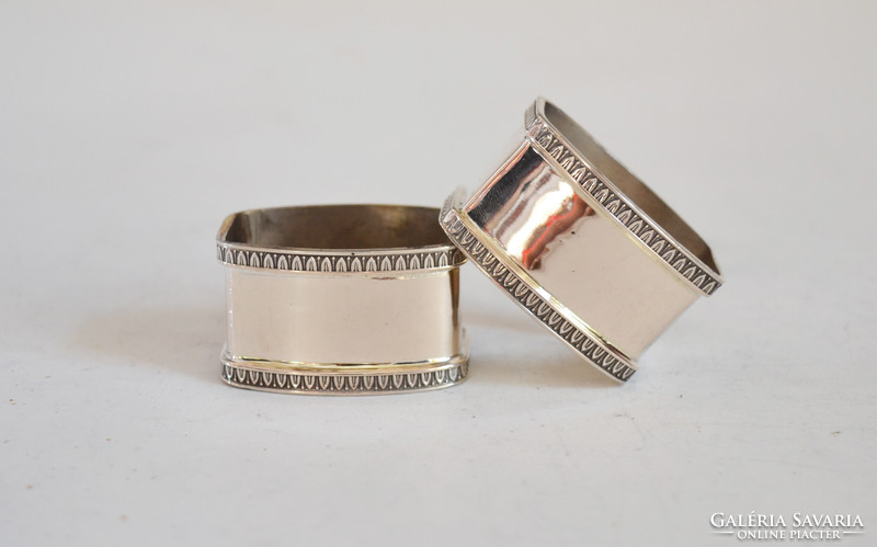Pair of silver napkin rings in art deco style nf