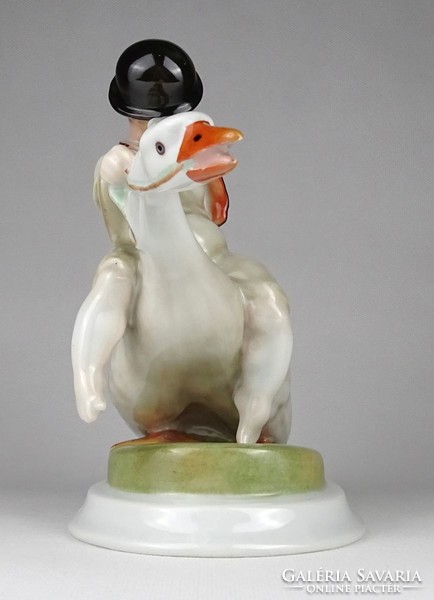 1N564 antique Herend old Herend goose matyi lux elek porcelain figure 24.5 Cm