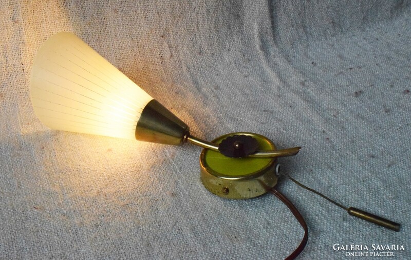 Rare wall arm, wall lamp, retro 60s, striped glass shade, built-in switch, 25.5x14x11cm