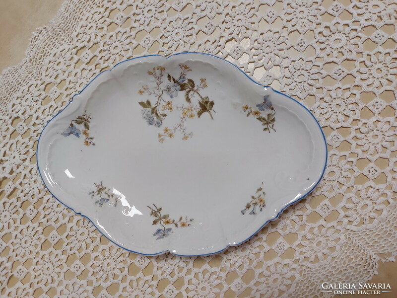 Antique art nouveau serving bowl with blue edge, very attractive