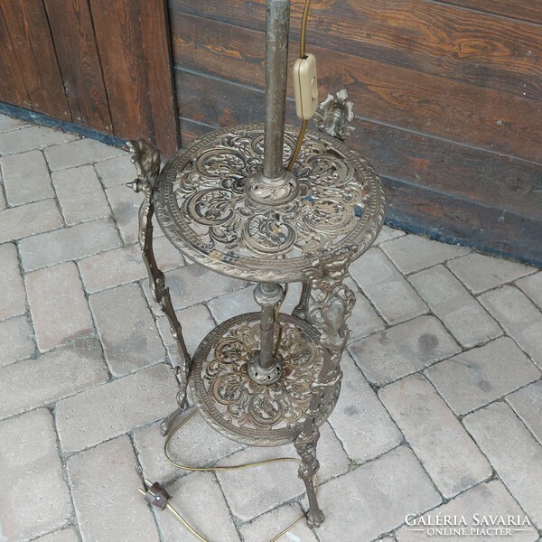 Cast iron floor lamp, height adjustable, from the 1920s