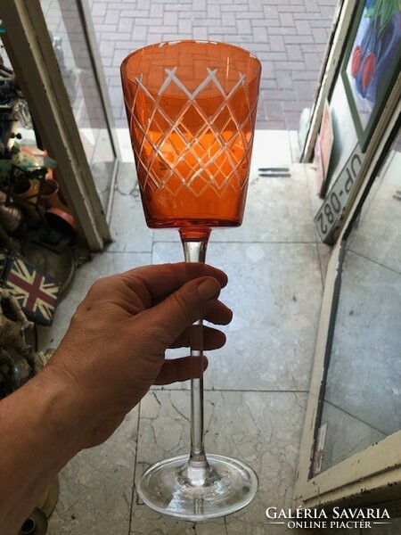 Üveg pohár, 26 cm-es magasságú szépség, art deco.