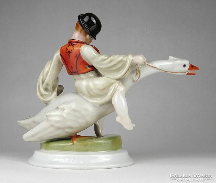 1N564 antique Herend old Herend goose matyi lux elek porcelain figure 24.5 Cm