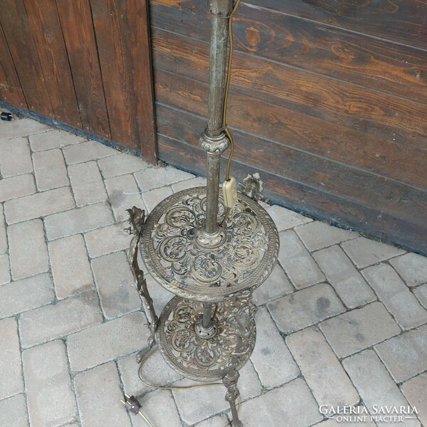 Cast iron floor lamp, height adjustable, from the 1920s