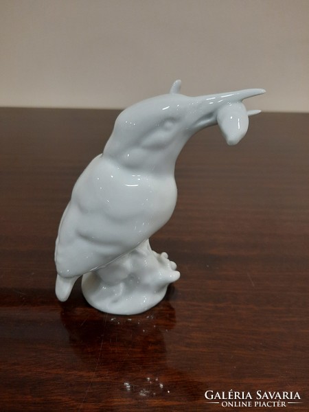 A white Herend porcelain kingfisher with a fish in its mouth