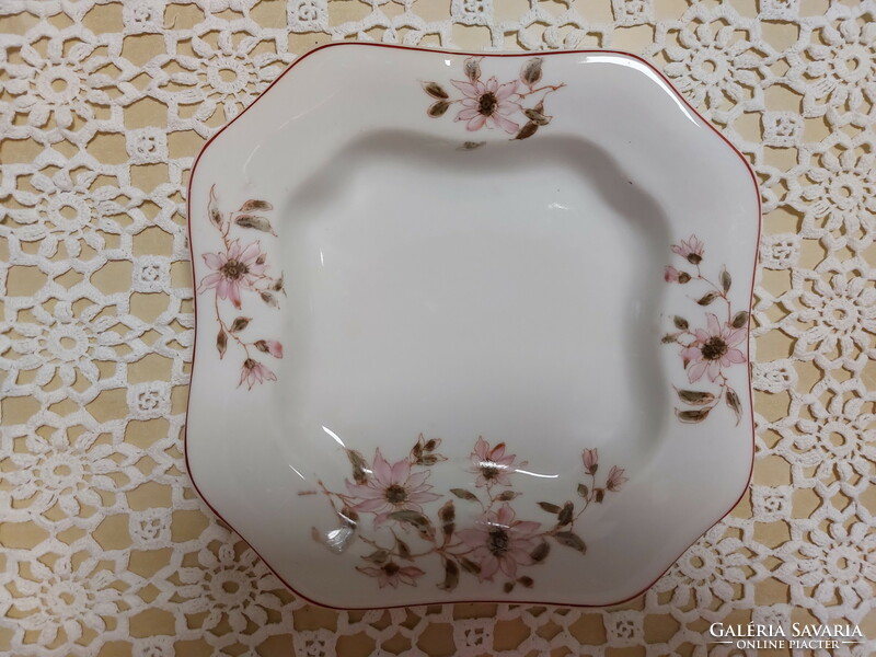 A beautiful floral, rectangular serving bowl with garnish