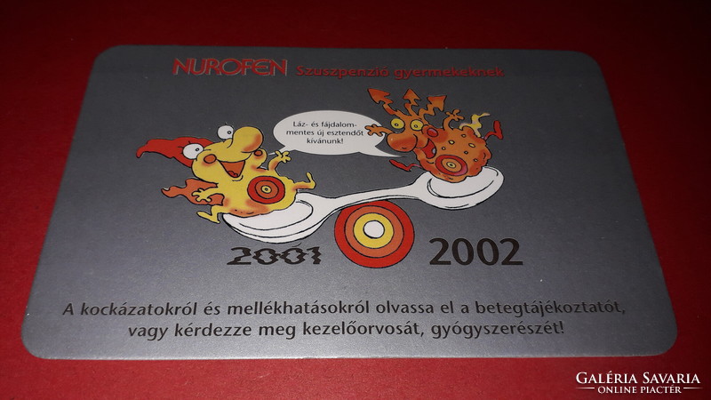 2002 .- RICHTER GEDEON R.T.- NUROFEN gyógyszer reklám-   KÁRTYANAPTÁR a képek szerint