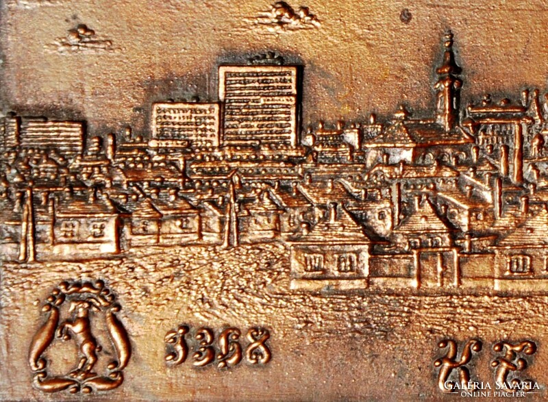 M. S.: Kecskemét 1368-1978 - bronzed aluminum wall picture