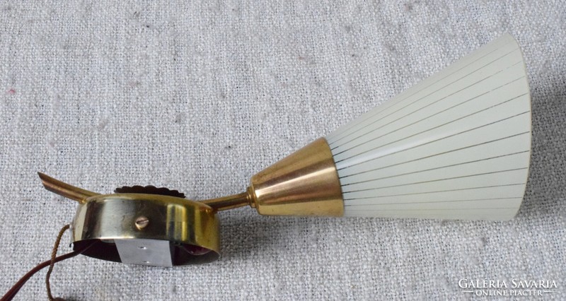 Rare wall arm, wall lamp, retro 60s, striped glass shade, built-in switch, 25.5x14x11cm