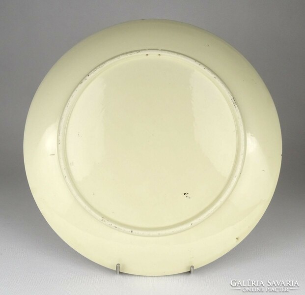 1N425 antique unmarked Zsolnay butter colored majolica wall decorative bowl 30 cm