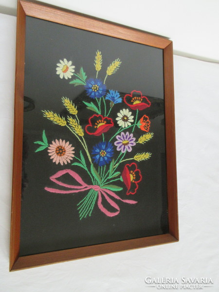 Old, embroidered, framed wall picture. Negotiable!