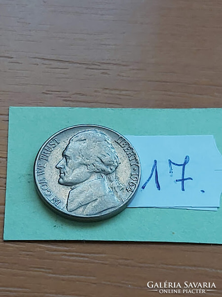 USA 5 cents 1964 / d, thomas jefferson, copper-nickel 17