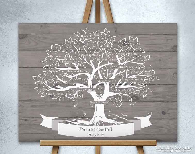 Family tree canvas picture 75x50 cm, birthday family gift