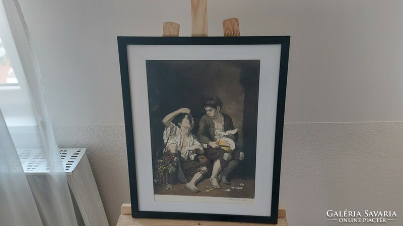 (K) murillo reproduction (engraving?) 42X54 with frame