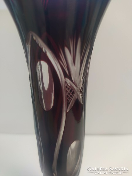 Small burgundy crystal vase