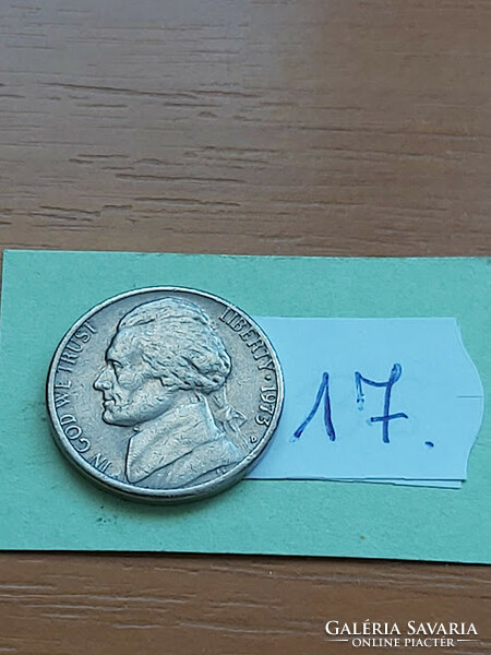 Usa 5 cents 1973 / d, thomas jefferson, copper-nickel 17