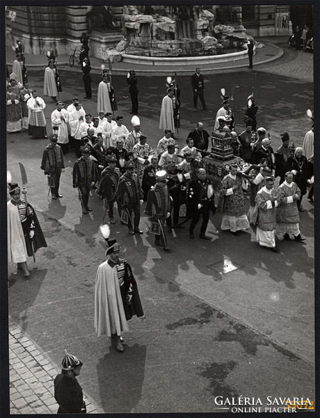 Larger size, photo art work by István Szendrő. Budapest, Buda castle, holy right procession, alab