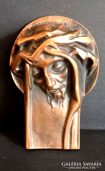 Bronze Jesus relief negotiable art deco