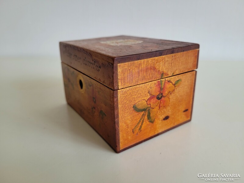 Old Balaton souvenir wooden box from 1909 Balatonfüred vintage box