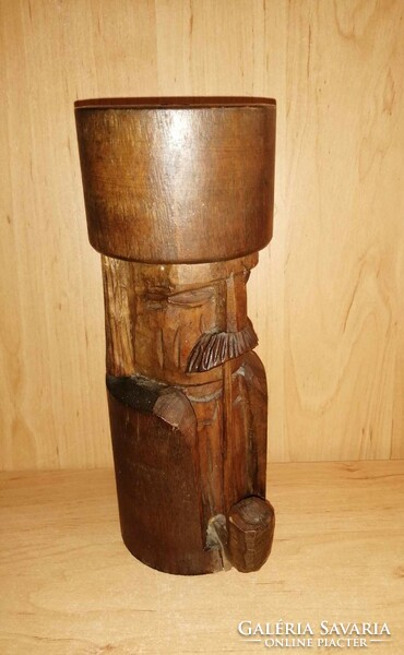 Old carved wooden man with a pipe wooden man shelf decoration figure - 24 cm (29/d)