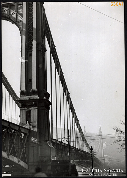 Larger size, photo art work by István Szendrő. Budapest, Elizabeth Bridge, Gellért Hill, 1930