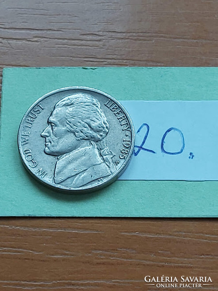 Usa 5 cents 1985 / p, thomas jefferson, copper-nickel 20