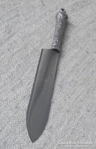 Konyhakés , kés acél penge , alumínium nyéllel , szecesszió , 30 cm