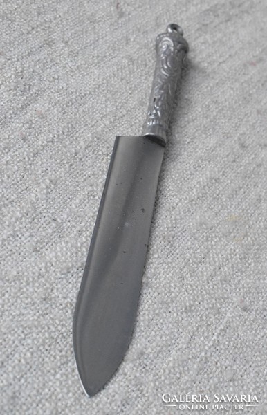 Kitchen knife, knife with steel blade, aluminum handle, Art Nouveau, 30 cm