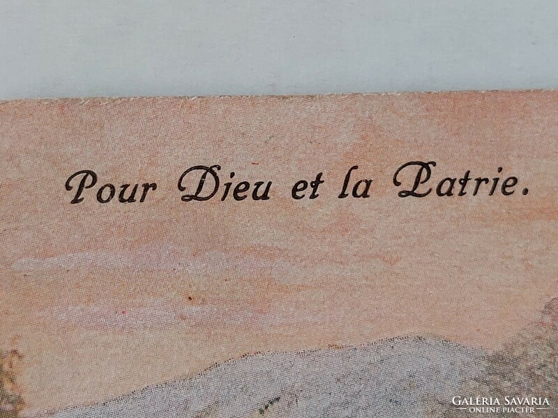 Régi képeslap francia katona és Jézus levelezőlap Pour Dieu et la Patrie feliratos