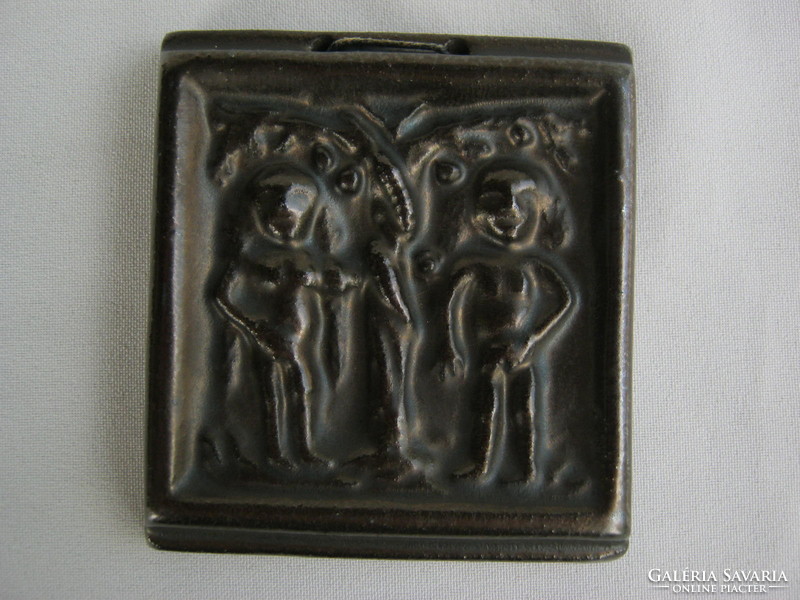 Rusói Karcag kerámia kép falidísz Ádám és Éva