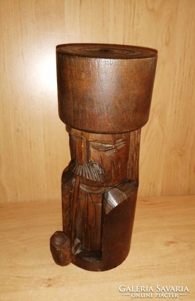 Old carved wooden man with a pipe wooden man shelf decoration figure - 24 cm (29/d)