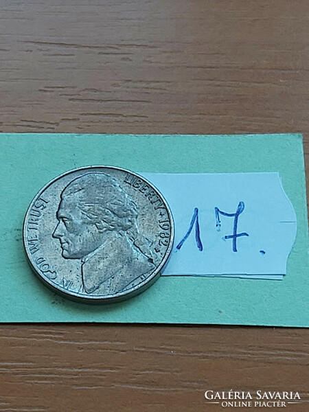 Usa 5 cents 1982 / d, thomas jefferson, copper-nickel 17