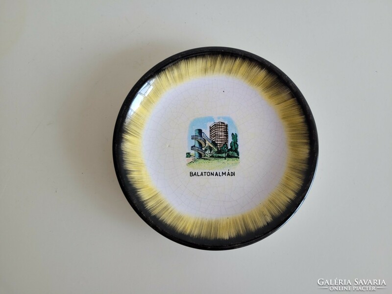 Retro Balaton souvenir mid century Balatonalmádi ceramic bowl Bodrogkeresztúr wall ornament hotel aurora