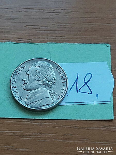 Usa 5 cents 1990 / d thomas jefferson, copper-nickel 18