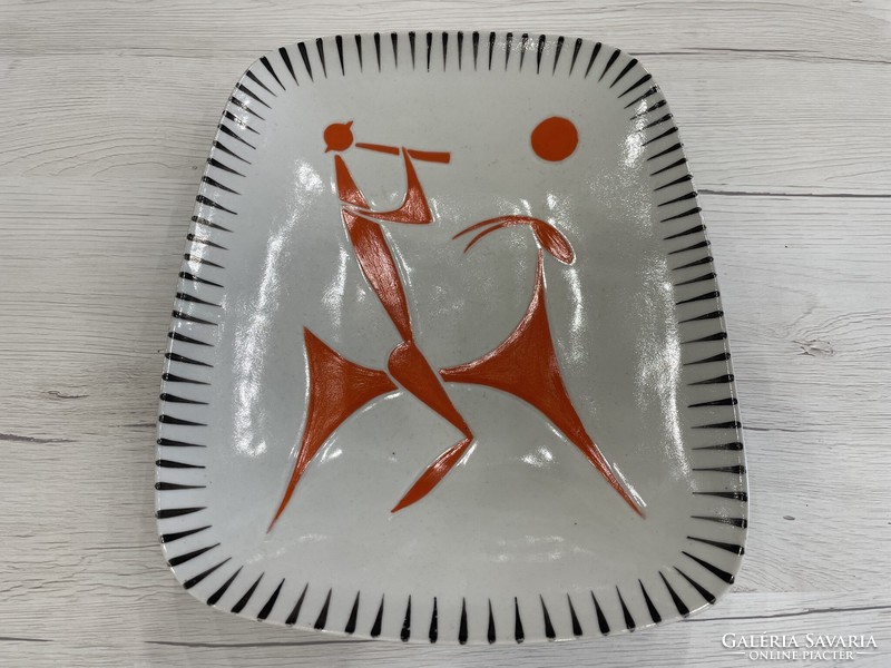 Zsolnay porcelain bowl decorative plate Turkish János design modern retro mid century