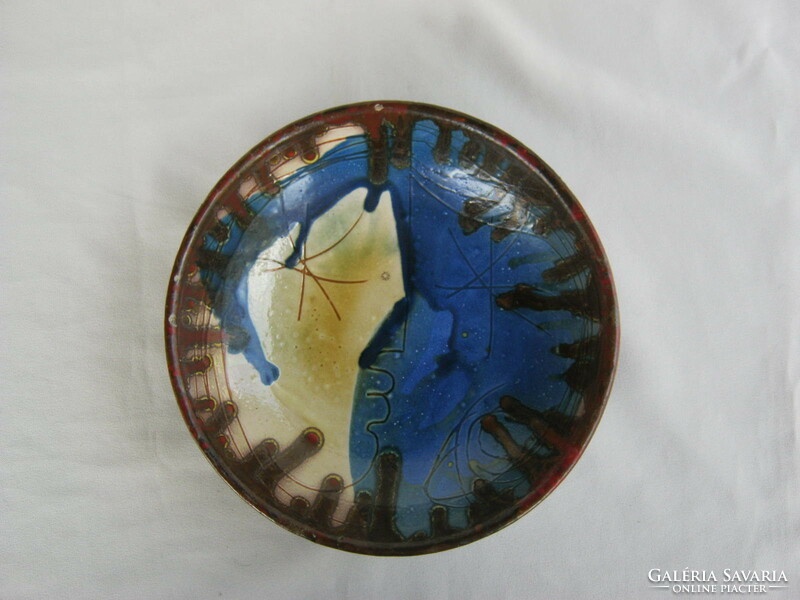 Juried Hungarian industrial artist retro ceramic wall bowl labrcz monika