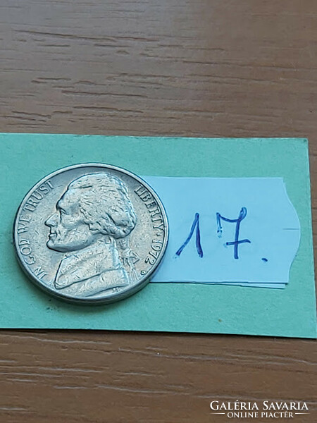 Usa 5 cents 1972 / d, thomas jefferson, copper-nickel 17