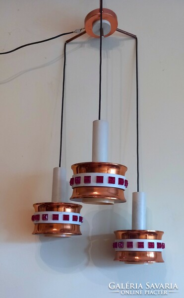 Vintage bronze ceiling lamp with burgundy stones is negotiable