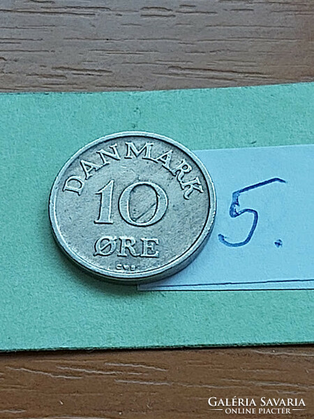 Denmark 10 öre 1958 copper-nickel, ix. King Frederick 5