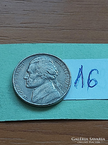 USA 5 cents 1973 thomas jefferson, copper-nickel 16
