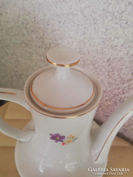 Hollóházi porcelán virágos kávéskanna