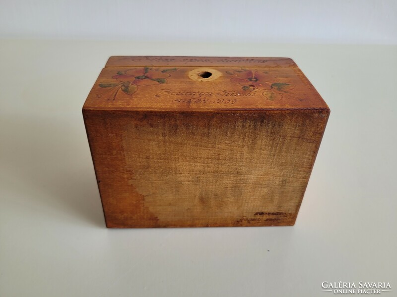 Old Balaton souvenir wooden box from 1909 Balatonfüred vintage box